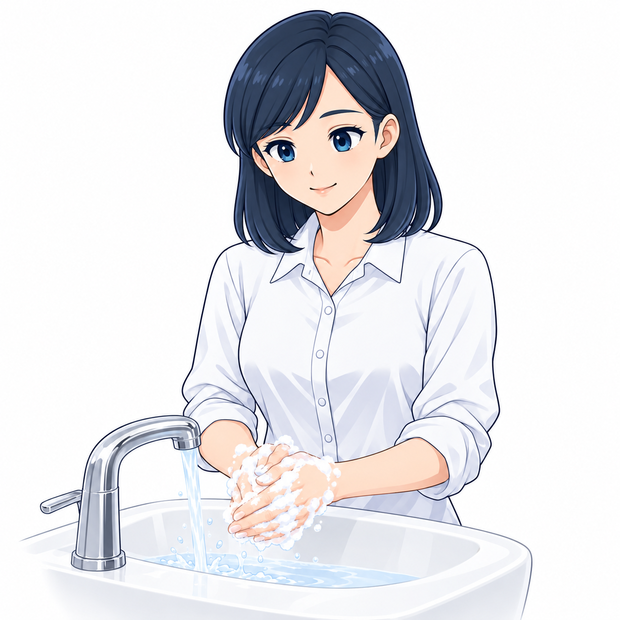 手を洗う様子