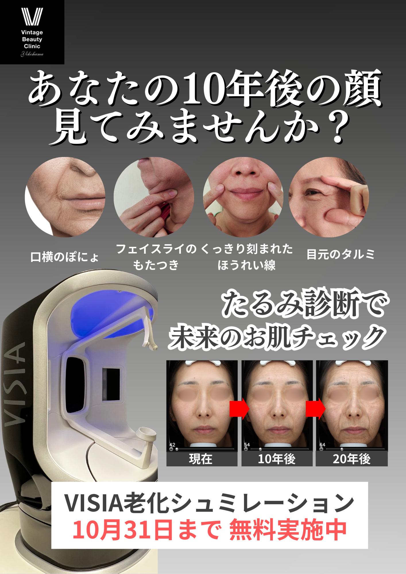 あなたの10年後の顔見てみませんか？たるみ診断で未来のお肌チェック